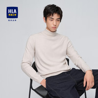 HLA/海澜之家可翻高领长袖针织衫冬季修身黑色套头休闲打底上衣男 燕麦D2 170/88A