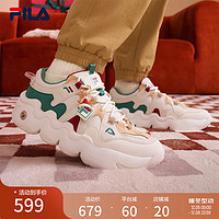 FILA 斐乐女鞋复古运动鞋春篮球鞋老爹鞋男PANINI XMAS圣诞款 (男款)雪白/百合白-SL 42