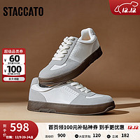 STACCATO 思加图 新款小灰鞋阿甘鞋平底德训鞋板鞋情侣鞋休闲女网面鞋EHW12AM3 白/灰白（男款） 41