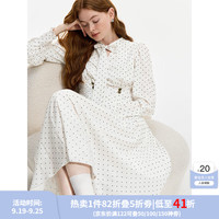 范思蓝恩白色波点连衣裙女秋冬2024法式浪漫优雅长裙子14462 白色黑波点 M