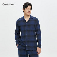 Calvin Klein 内衣秋冬男士时尚格纹法兰绒纽扣翻领舒适家居长袖睡衣NM2202 6JZ-蓝色格子 M