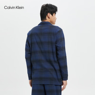 Calvin Klein 内衣秋冬男士时尚格纹法兰绒纽扣翻领舒适家居长袖睡衣NM2202 6JZ-蓝色格子 M
