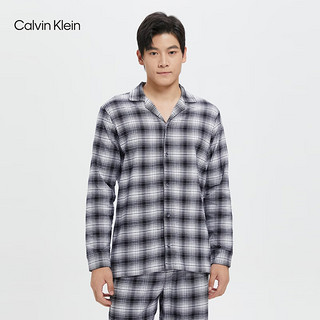 Calvin Klein内衣秋冬男士时尚ck格纹法兰绒纽扣翻领舒适家居长袖睡衣NM2202 5T9-黑白格子 XL