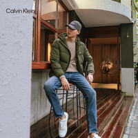 Calvin Klein Jeans秋冬男士休闲简约字母印花鸭绒连帽羽绒服外套J324343