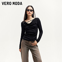 VERO MODA 长袖T恤简约荡领修身短款气质上衣325102016