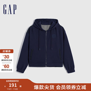 Gap女装冬季款LOGO拼接牛仔服夹克840932宽松廓形外套 海军蓝 165/84A(M)