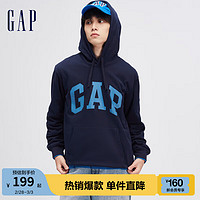 Gap男女装春季2024LOGO美式复古连帽法式圈织软卫衣892186 海军蓝 185/108A(XXXL)亚洲尺码