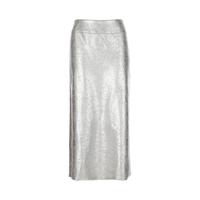 【时尚派对风】欧美时髦复古风亮闪半身开叉直筒中长裙