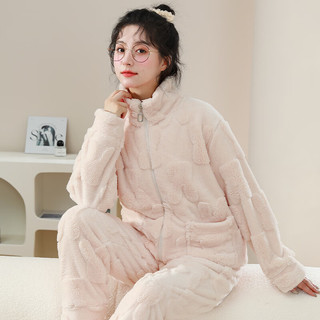 南极人（Nanjiren）珊瑚绒睡衣女冬季加绒加厚2024法兰绒家居服套装女款可外穿 NSCJF-L008香芋紫方格提花 L【适合100-120斤】