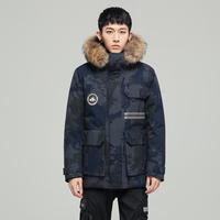 雪中飞 SNOWFLYING【简约百搭】大毛领连帽羽绒服冬防寒保暖中长款羽绒服男女