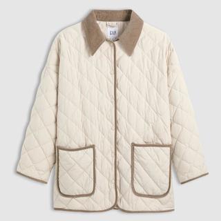 Gap女装2024秋季款菱格绗线翻领大口袋羽绒服保暖外套640256