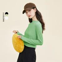 森马 SemirT恤女士打底衫时尚清新上衣柔软舒适木耳边长袖内搭打底上衣