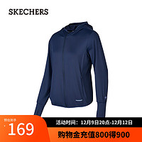 SKECHERS 斯凯奇 春夏女子凉感防晒衣轻薄连帽外套P224W059 海军学院蓝/02MZ 2XL