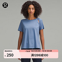 lululemon 丨Cotton 女士棉混纺肩部扭结 T 恤 LW3IGIS 绿洲蓝 S