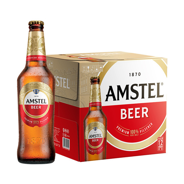 88VIP：AMSTEL 红爵 啤酒460ml*12瓶全麦酿造啤酒整箱