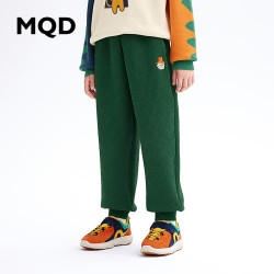 MQD 马骑顿 童装男童 冬季新款中大儿童针织裤保暖加绒保暖加厚长裤潮 墨绿 140cm