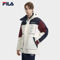 FILA 斐乐 官方男装羽绒服男2024冬新款休闲保暖连帽外套 梨花白-IV