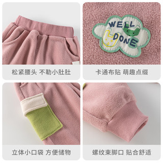 欢喜小熊 儿童冬季长裤男童休闲衣服女童秋冬加绒卫裤宝宝运动裤子 深灰色 130cm