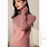 春竹 SPRING BAMBOO羊绒衫女100羊绒冬基础纯色轻奢宽松针织堆堆领打底衫套头毛衣