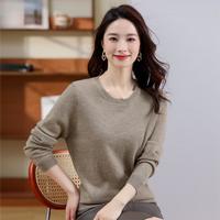 春竹 SPRING BAMBOO100%山羊绒秋冬圆领减龄内搭保暖羊绒衫女士本命年红色打底衫