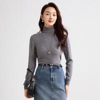 春竹 SPRING BAMBOO新年红100%山羊绒两翻领秋冬保暖打底毛衣女士本命年羊绒衫