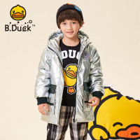 B.Duck 小黄鸭 男童中长款连帽卡通亮面冬装加厚棉服(清仓处理)