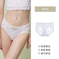 歌瑞尔纯欲蕾丝内裤女2024年秋冬季镂空法式性感禁欲系中低腰裤衩 珍珠白 L