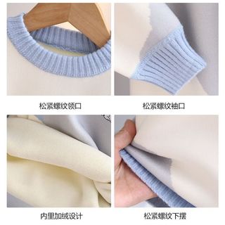 SNOOPY史努比秋冬女童小清新版男童加绒保暖亲肤套头毛衣 多色碰撞 130