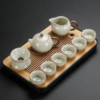 汝窑茶壶茶杯轻奢高档功夫茶具套装家用茶盘客厅办公室可选礼盒装