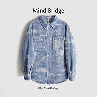 Mind Bridge 格纹衬衫式牛仔夹克外套男休闲宽松外套夹克2024春秋