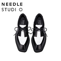 NEEDLE STUDIO NEEDLE设计师品牌小领结撞色德比鞋厚底增高休闲乐福