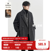 伯爵卓尔【骆驼绒】羊毛混纺双面呢大衣男士中长款通勤休闲外套24秋冬 暗影黑 XL (180)