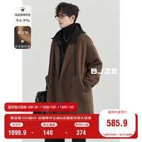 伯爵卓尔【骆驼绒】羊毛混纺双面呢大衣男士中长款通勤休闲外套24秋冬 生棕色 L (175)