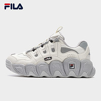 FILA 斐乐 女鞋加绒可颂鞋面包老爹鞋运动鞋2024冬季休闲 黑/影黑灰-BD 35.5