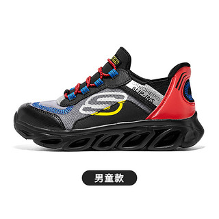 SKECHERS 斯凯奇 闪穿鞋儿童一脚蹬男女童透气黑色运动鞋时尚小白鞋