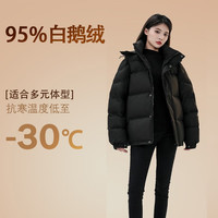 BOBBY BIZZ95%白鹅绒羽绒服男女短款2024新款加厚立领脱卸帽情侣宽松中戏   180到210斤