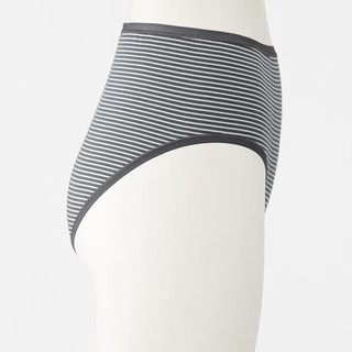 無印良品 MUJI（無印良品 ）女式 弹力天竺织高腰短裤无痕内裤三角短裤 深灰色条纹 M 