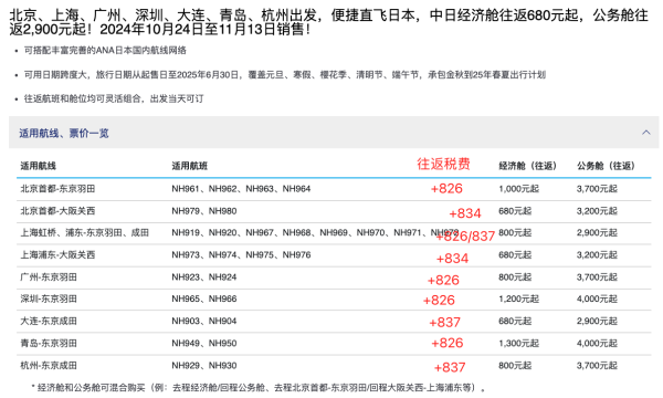 全日空双12来了!含税1.5k+雪季/樱花季/清明全有!ANA全国7地=日本全国多地机票