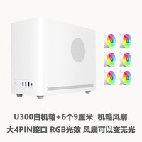 硕一台式机迷你MATX/ITX桌面电脑小型机箱手提便携(支持中小板/ATX标准电源/31CM显卡/0.8加厚钢板) 凤凰U300【白色】+6个RGB风扇