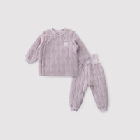 巴厘小猪宝宝秋衣秋裤高腰护肚婴幼儿睡衣秋冬季夹丝加厚儿童保暖内衣套装 香芋紫 90cm