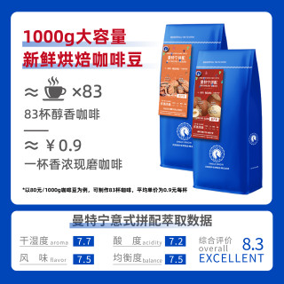 高晟庄园 曼特宁意式拼配特浓精品咖啡豆 新鲜烘焙可现磨粉1KG