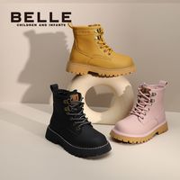 百丽女童马丁靴【经典简约工装靴】防滑英伦风洋气加绒保暖短靴子