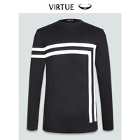 富绅秋冬羊毛男士圆领套头中年针织衫保暖上衣 标准版-黑白色FMM33306-001 46