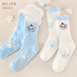 Hello Kitty 凯蒂猫 玉桂狗保暖绒袜 2双（亲子）