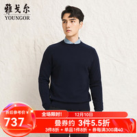 雅戈尔（YOUNGOR）羊毛衫男圆领经典平纹结构插肩袖设计手感细腻柔滑商场同款