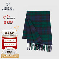 Brooks Brothers BrooksBrothers男士秋冬新款羊毛混色格纹围巾B999-蓝绿格纹OS