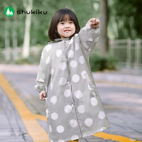 SHUKIKU儿童雨衣户外防水轻便长款幼儿雨披环保大童宝宝雨衣 灰色淘气波点 S码110-120CM