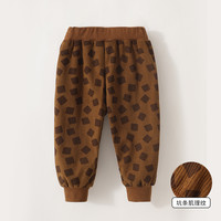 儿童春秋运动裤婴儿秋季灯芯绒裤子男女宝宝休闲裤小童秋冬长裤 棕色方块