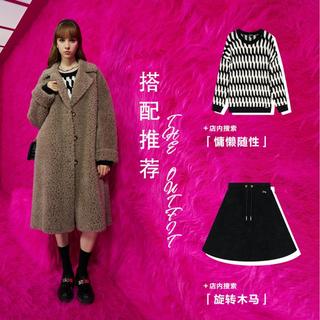 Juicy Couture橘滋【绵羊毛颗粒绒感面料】美拉德logo纽扣毛绒女式大衣