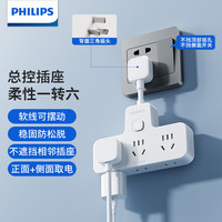 PHILIPS飞利浦转换插头/电源转换器/转换头/转换插座/一转多插头 柔线品字插座【总控6位】